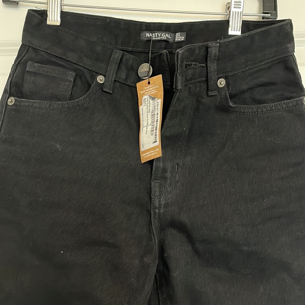 Petite organic slit him straight leg jeans